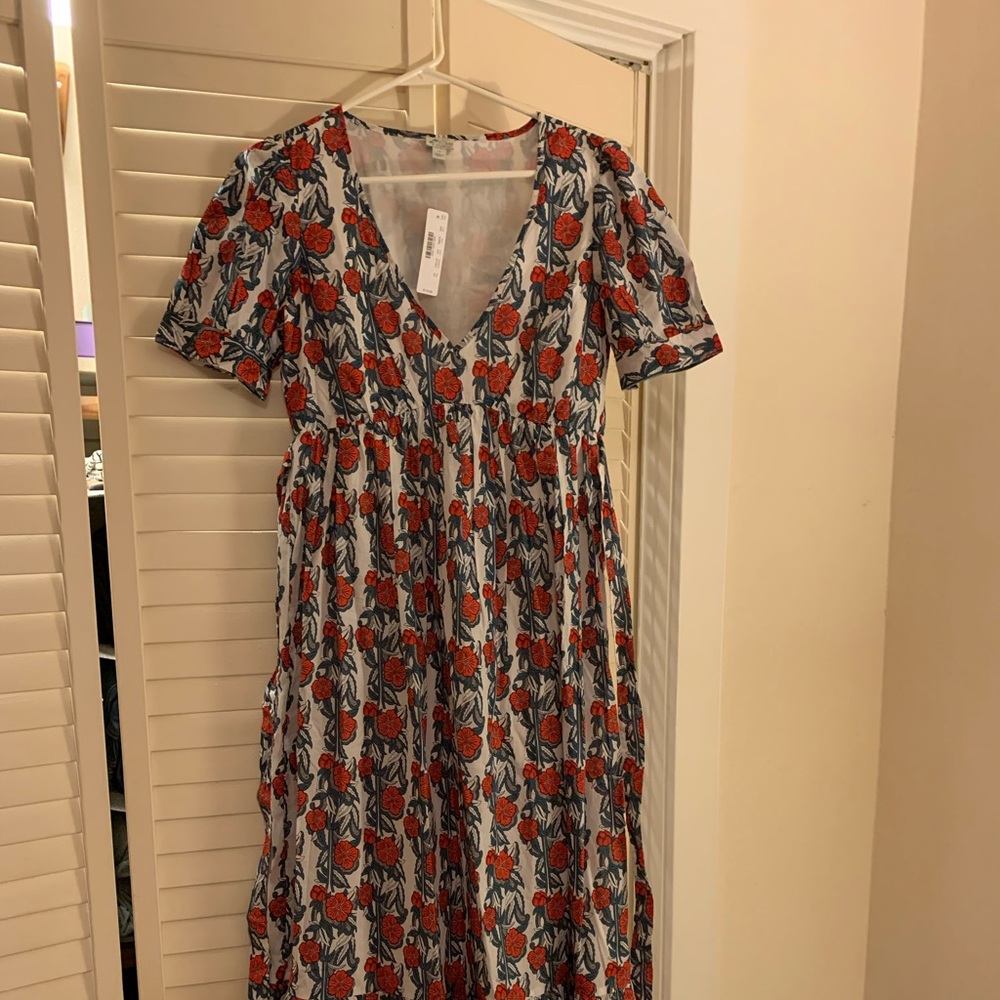 J. Crew v-neck maxi dress in poppy print